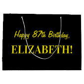 Leuk roze gestreept "87"; Gelukkige 87e verjaardag Groot Cadeauzakje (Achterkant)