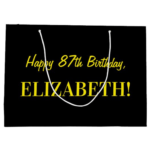 Leuk roze gestreept "87"; Gelukkige 87e verjaardag Groot Cadeauzakje (Achterkant)