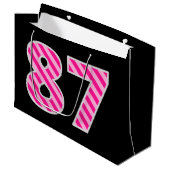 Leuk roze gestreept "87"; Gelukkige 87e verjaardag Groot Cadeauzakje (Voorkant Gekanteld)