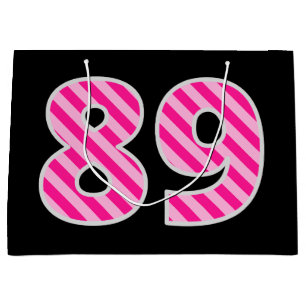 Leuk roze gestreept "89"; Gelukkige 89e verjaardag Groot Cadeauzakje