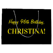 Leuk roze gestreept "96"; Gelukkige 96e verjaardag Groot Cadeauzakje (Achterkant)