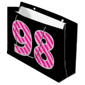 Leuk roze gestreept "98"; Gelukkige 98ste verjaard Groot Cadeauzakje (Voorkant Gekanteld)