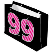Leuk roze gestreept "99"; Gelukkige 99e verjaardag Groot Cadeauzakje (Voorkant Gekanteld)