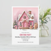 Leuk Roze Gingerbread House Kerstfeest Feestdagenkaart (Staand voorkant)