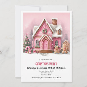 Leuk Roze Gingerbread House Kerstfeest Feestdagenkaart