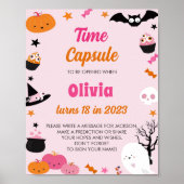 Leuk Roze Halloween Verjaardag Tijd Capsule Teken Poster (Voorkant)