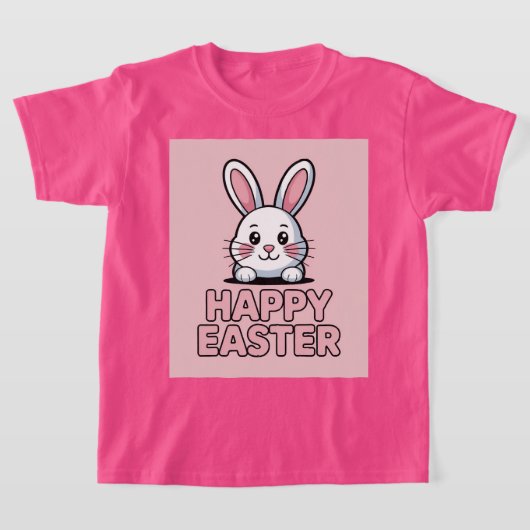Leuk roze Happy Easter wit konijn T-shirt (Laagn)