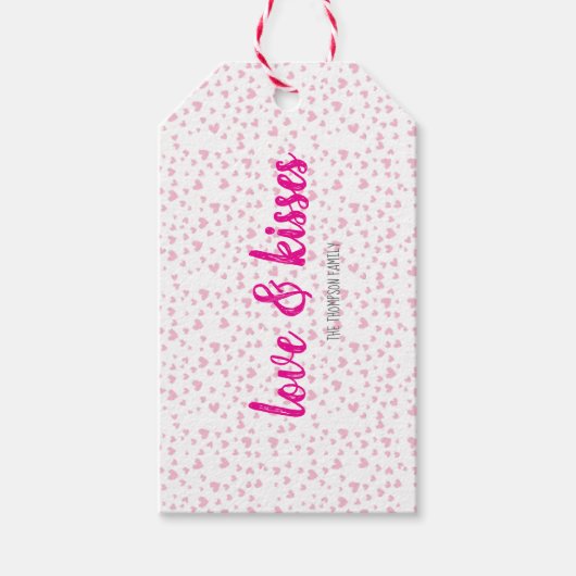Leuk Roze Hart Valentijnsdag Gift Labels Cadeaulabel (Voorkant)