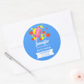 Leuk roze ijsje en aardbeien Keuken Ronde Sticker (Envelop)