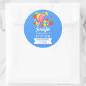 Leuk roze ijsje en aardbeien Keuken Ronde Sticker (Tas)