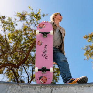 Leuk roze lieveheersbeestje persoonlijk skateboard