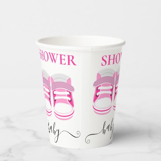Leuk Roze Meisje Baby Schoenen BABY SHOWER Papieren Bekers (Rechts)