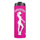 Leuk roze meisje golf-thema verjaardagsfeestje thermosbeker (Voorkant)