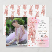 Leuk Roze meisje verjaardag ballet party Kaart (Voorkant / Achterkant)