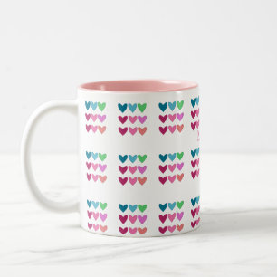 Leuk roze met harten kleurrijke meisjes tweekleurige koffiemok