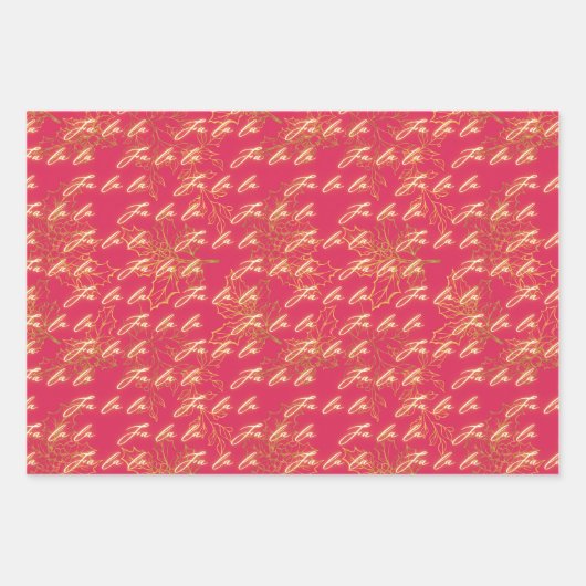 Leuk Roze Metallic Monochrome Fa La Christmas Inpakpapier Vel (Voorkant 3)