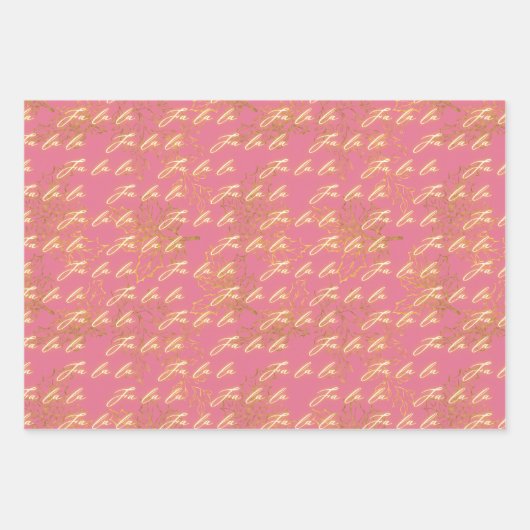 Leuk Roze Metallic Monochrome Fa La Christmas Inpakpapier Vel (Voorkant)
