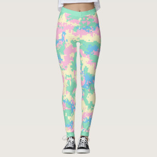Leuk roze, mintgroen, turquoise, crème camouflage, leggings