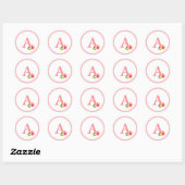 Leuk roze monogram en bloem ronde sticker (Vel)