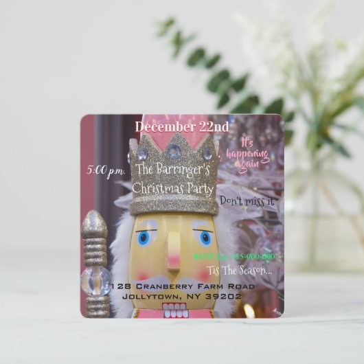 Leuk Roze Notenkraker Schattige Kerstfeest Kaart (Staand voorkant)