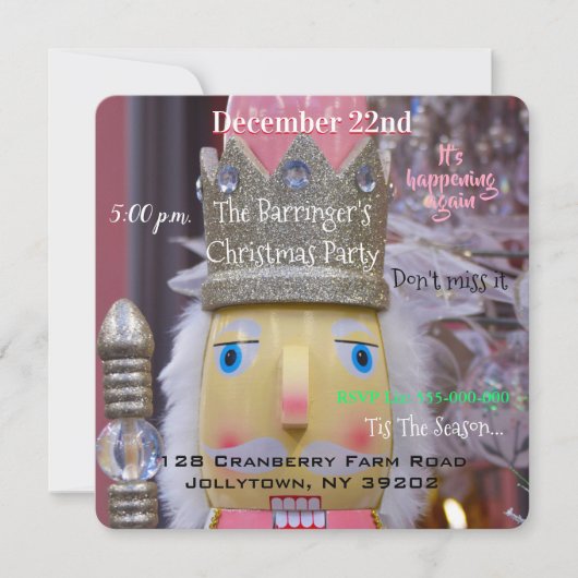 Leuk Roze Notenkraker Schattige Kerstfeest Kaart (Voorkant)