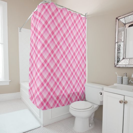 Leuk Roze Plaid Patroon Douche Gordijn (In situ)