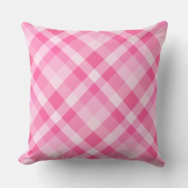 Leuk Roze Plaid Patroon Groot Sierkussen (Voorkant)