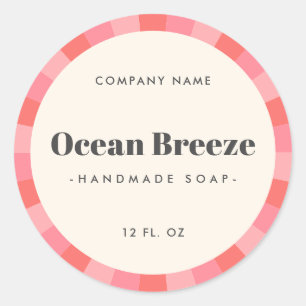 Leuk roze retro sunburst product label