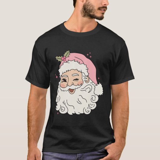 Leuk  Roze Sinterklaas Roze Kerst Mannen WO T-shirt (Voorkant)