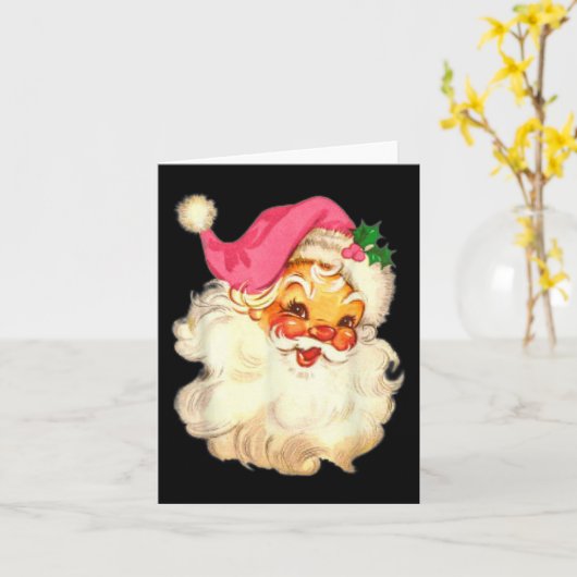 Leuk Roze Sinterklaas Roze Kerstmis Design Kaart (Gele Bloem)