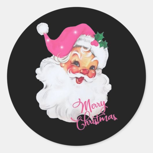 Leuk Roze Sinterklaas Roze Kerstmis Design Ronde Sticker (Voorkant)