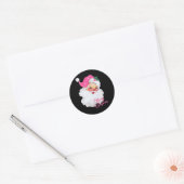 Leuk Roze Sinterklaas Roze Kerstmis Design Ronde Sticker (Envelop)