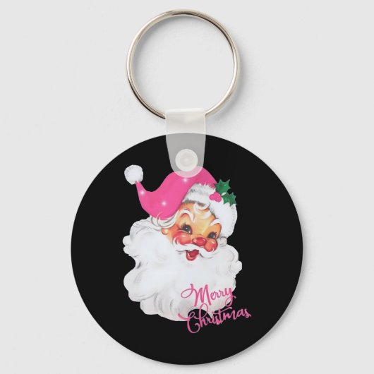 Leuk Roze Sinterklaas Roze Kerstmis Design Sleutelhanger (Voorkant)