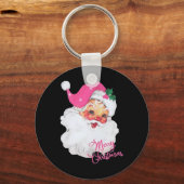 Leuk Roze Sinterklaas Roze Kerstmis Design Sleutelhanger (Voorkant)