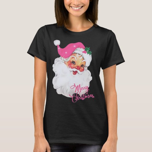 Leuk Roze Sinterklaas Roze Kerstmis Design T-shirt (Voorkant)