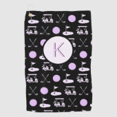 Leuk Roze Stijlvol Golf Design en Custom Monogram Golfhanddoek (Voorkant)