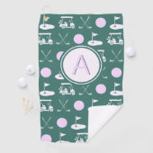 Leuk Roze Stijlvol Golf Design en Custom Monogram Golfhanddoek (Insitu)