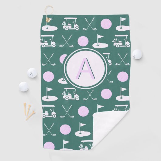 Leuk Roze Stijlvol Golf Design en Custom Monogram Golfhanddoek (Insitu)