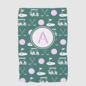Leuk Roze Stijlvol Golf Design en Custom Monogram Golfhanddoek (Voorkant)