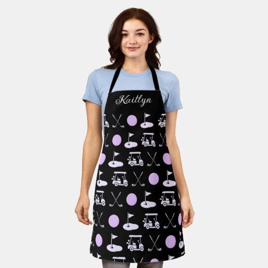 Leuk Roze Stijlvol Golf Design en Custom Monogram Schort (Gedragen)