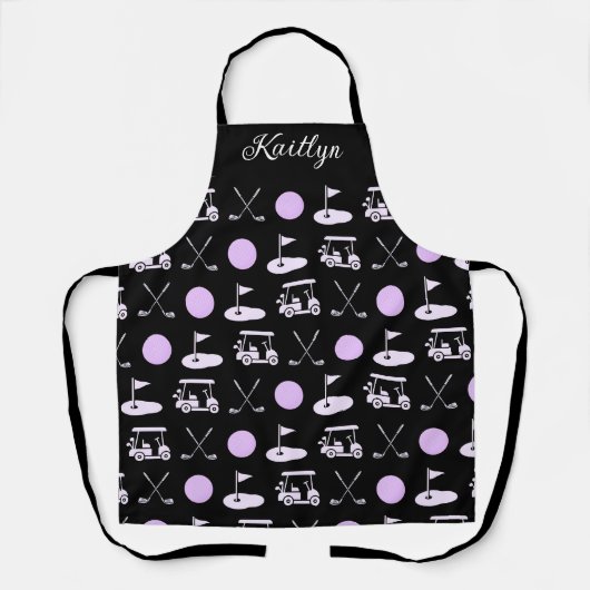 Leuk Roze Stijlvol Golf Design en Custom Monogram Schort (Voorkant)