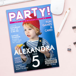 Leuk roze tijdschriftcover kinderen redactie nieuw kaart