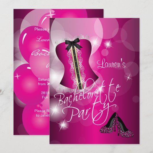 Leuk roze vrijgezellenfeest kaart (Voorkant / Achterkant)