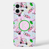 Leuk Roze Vrouwelijk Golf Ontwerp en Custom Monogr Case-Mate iPhone Case (Achterkant)