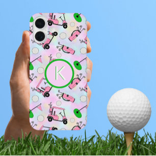 Leuk Roze Vrouwelijk Golf Ontwerp en Custom Monogr iPhone 16 Plus Hoesje
