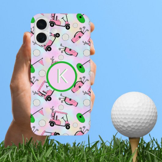 Leuk Roze Vrouwelijk Golf Ontwerp en Custom Monogr Case-Mate iPhone Case
