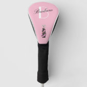Leuk roze vrouwen monogram naam clubs golfheadcover (Voorkant)