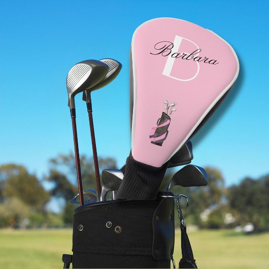 Leuk roze vrouwen monogram naam clubs golfheadcover