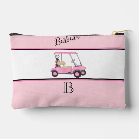 Leuk Roze Waterverf Golfkar Monogram Naam Etui (Achterkant)