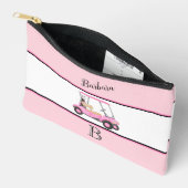 Leuk Roze Waterverf Golfkar Monogram Naam Etui (Open)